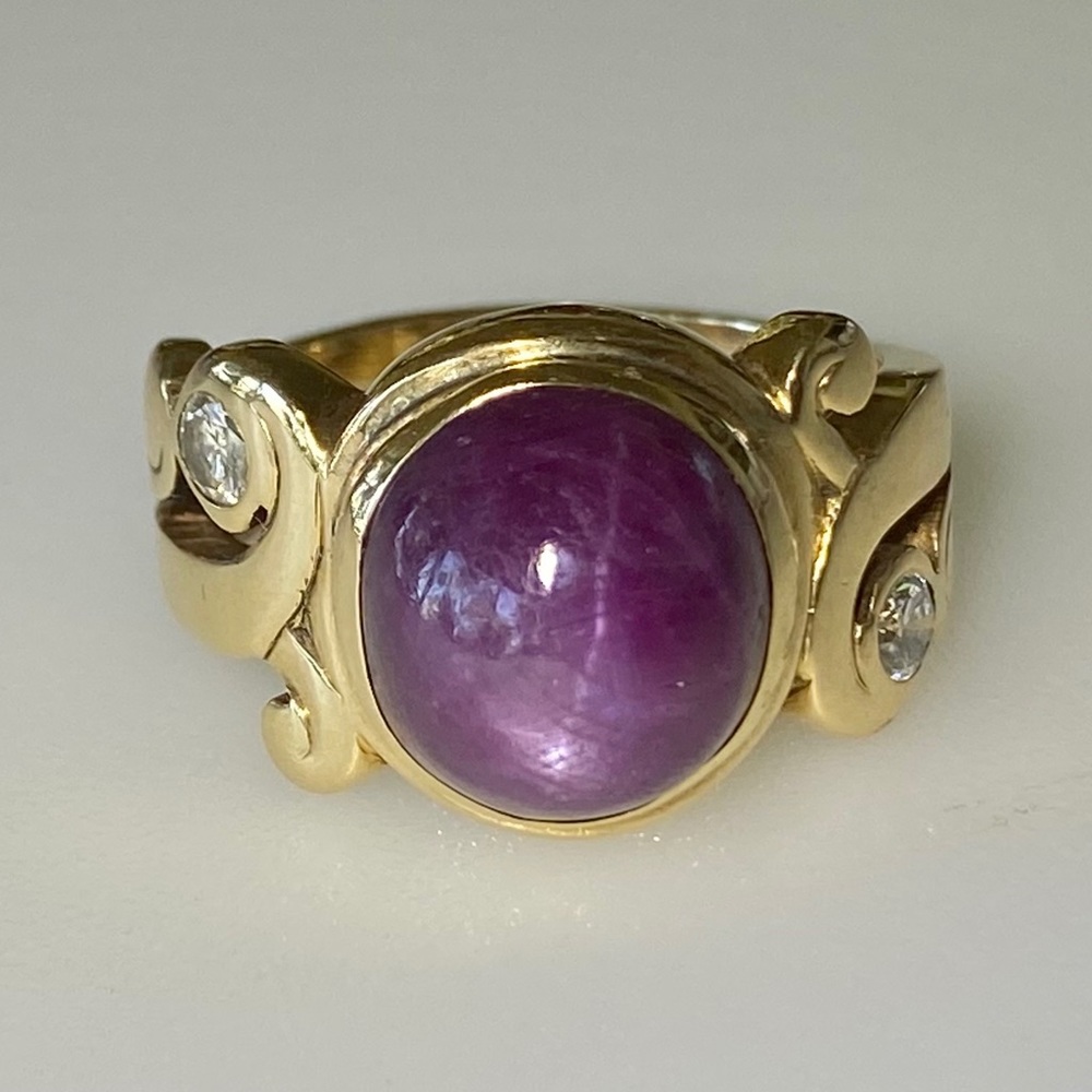 SOLD** 14k Natural 14CT Star Ruby Diamond Ring 13g